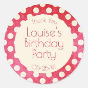 Red White Polka Dot Classic Round Sticker