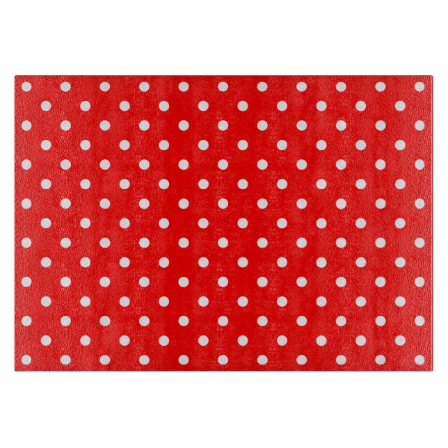 Red White Polka Dot Spot Pattern Cutting Board (Front)