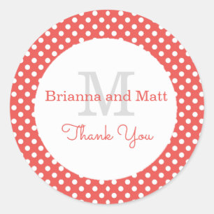 Red & White Polka Dot Wedding Cake Box Seal