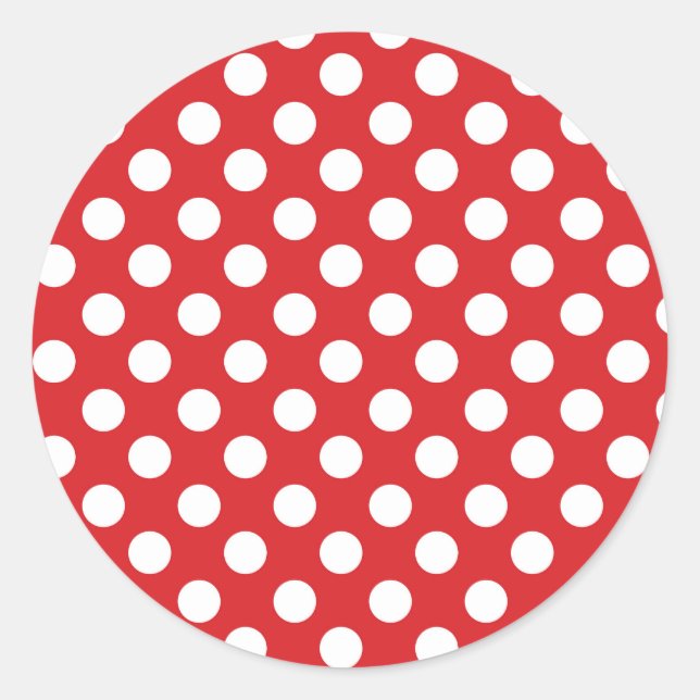 Red & White Polka Dots Birthday Party Classic Round Sticker (Front)
