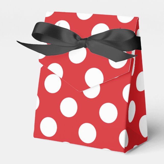 Red & White Polka Dots Birthday Party Favour Box (Front Side)
