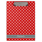 Red White Polka Dots Charcoal Ribbon Monogram