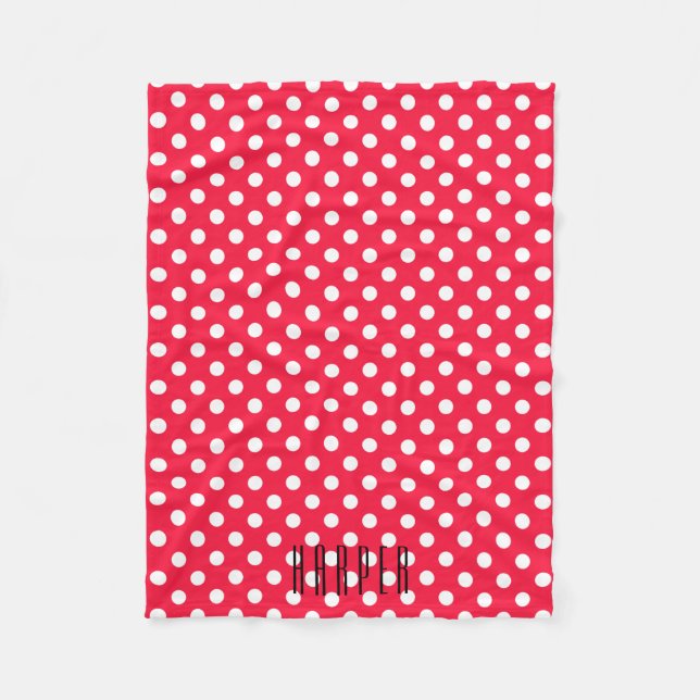 Red & White polka dots custom fleece blacket Blanket (Front)