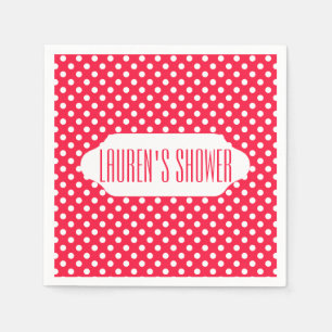 Red & white polka dots custom paper napkins