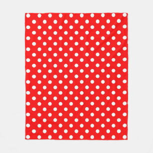 Red White Polka Dots Design Fleece Blanket