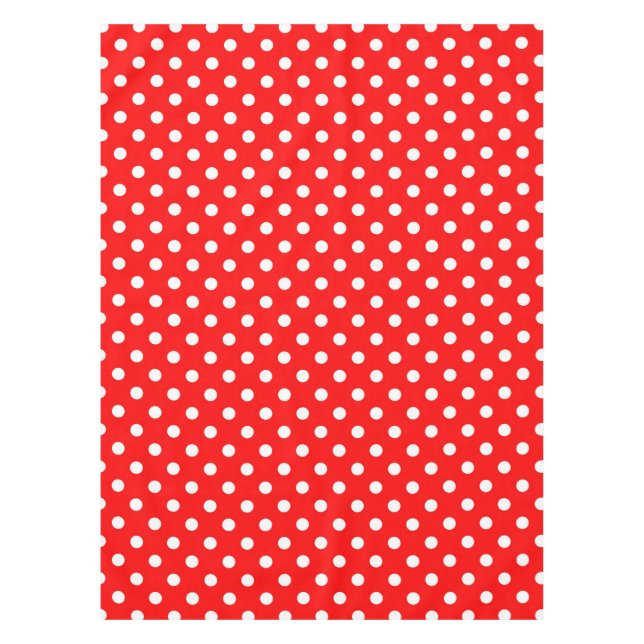Red White Polka Dots Design Tablecloth (Front)