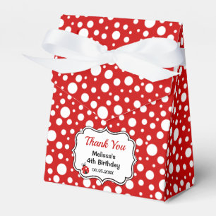 Red White Polka Dots Ladybug Frame Kids Birthday Favour Box