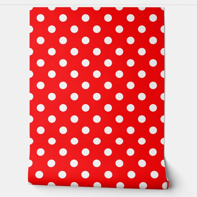 Red White Polka Dots Pattern Design Wallpaper (Unrolling)