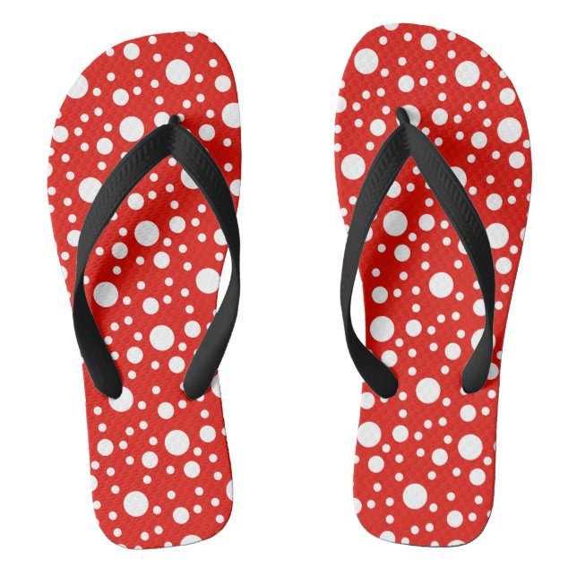 Red White Polka Dots Spot Thongs (Footbed)