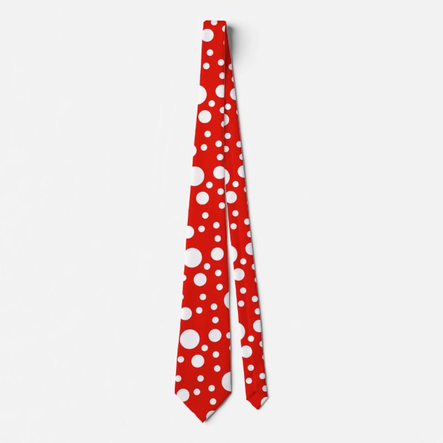 Red White Polka Dots Spot Tie (Front)