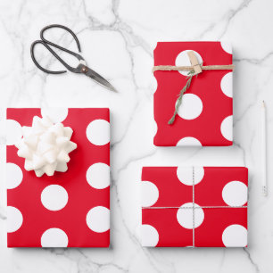 Red & White Polka Dots Wrapping Paper Sheet