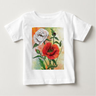 Red White Poppies Baby T-Shirt