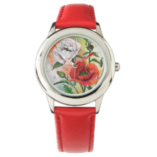 Red White Poppies Watch
