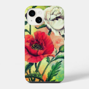 Red White Poppy Flowers iPhone 14 Case