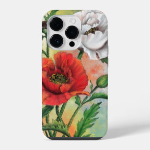 Red White Poppy iPhone Case Flowers - Painting