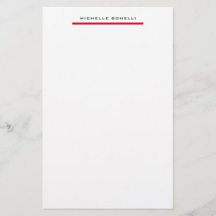Red White Professional Plain Simple Minimalist Stationery