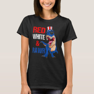 Red White & Rawr Dinosaur Rex American Flag 4th Of T-Shirt