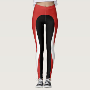 Red/White/Red/Black Pattern Leggings