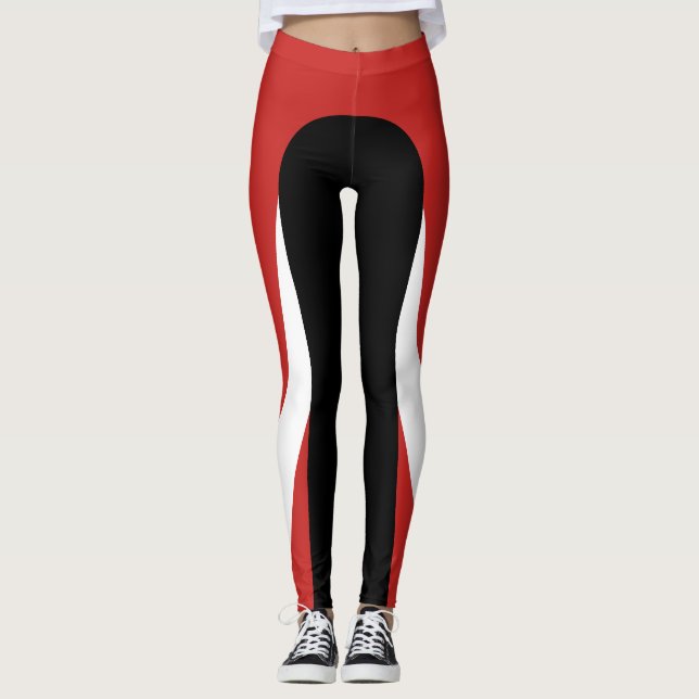 Red/White/Red/Black Pattern Leggings (Front)