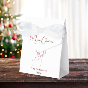 Red white reindeer doodle modern Christmas Favour Box
