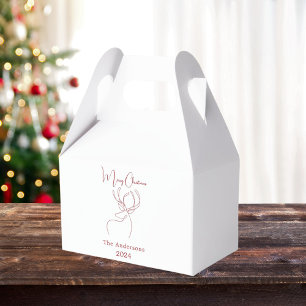 Red white reindeer doodle modern Christmas Favour Box