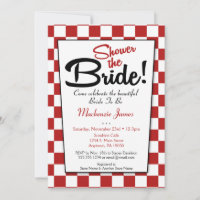 Red White Retro 50s Diner Bridal Shower Invitation