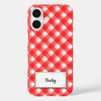 Red White Retro Gingham Plaid Custom