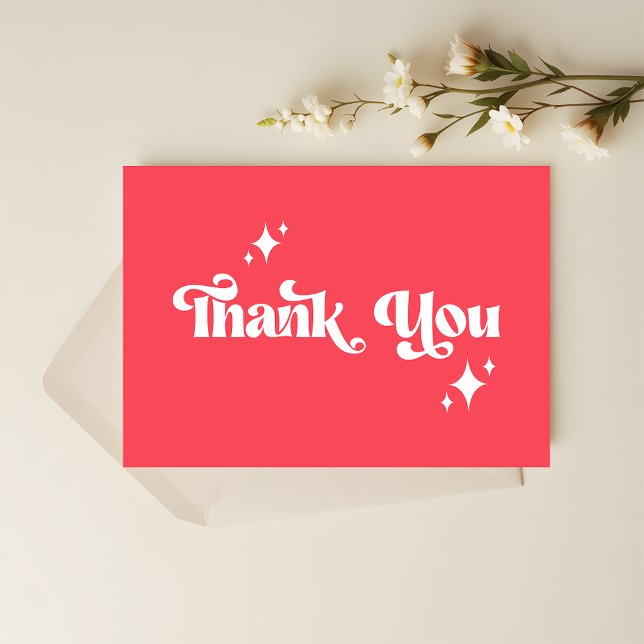 Red & White Retro Vintage Wedding Thank You Card (Creator Uploaded)