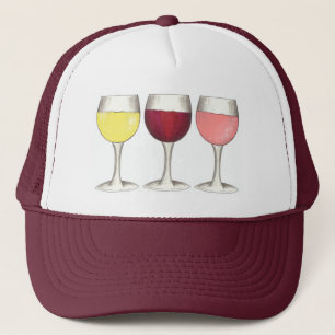 Red White Rosé Glasses Winery Wine Lover Vineyard Trucker Hat