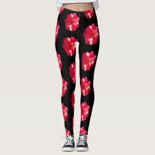 Red & White Rose Photo Custom Leggings