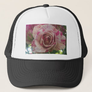 Red white rose trucker hat