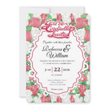 Red & White Rose Wedding Invite - Red Heading #1