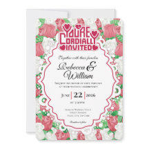 Red & White Rose Wedding Invite - Red Heading #3