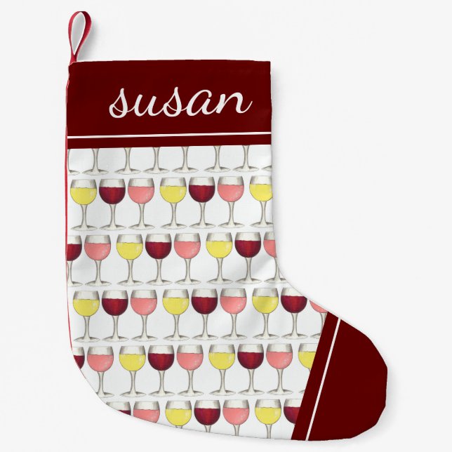 Red White Rosé Wine Glasses Winery Cocktails Small Christmas Stocking (Front)