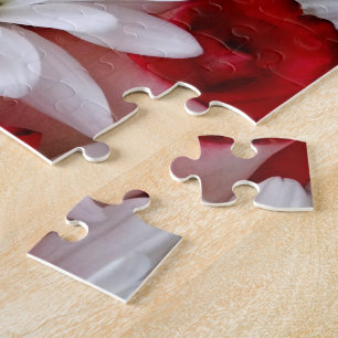 Red-White,Roses and Daisies Bouquet-JIGSAW PUZZLE