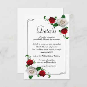 Red & White Roses Christmas Wedding Details Enclosure Card