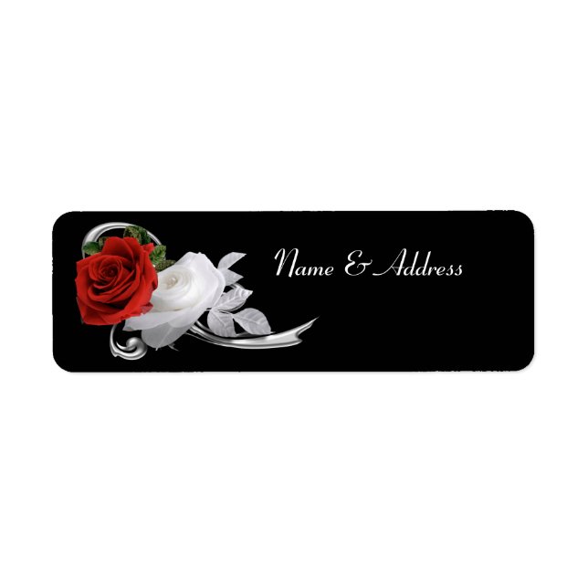 Red & White Roses Label Return Address Label (Front)