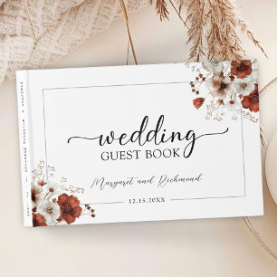 Red & White Rustic Floral Wedding Guest Book