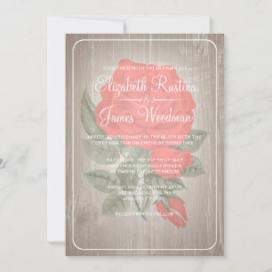 Red & White Rustic Floral Wedding Invitations