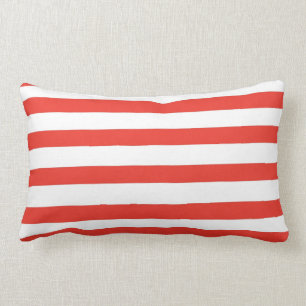 Red White Sailor Stripes Lumbar Cushion
