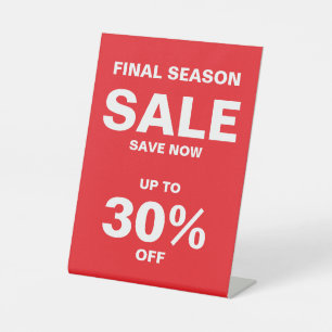 Red White Sale Display Stand Promotional Pedestal Sign