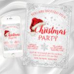 Red White Santa Hat Snowflake Christmas Party Invitation<br><div class="desc">Christmas party invitations with cute red Santa hat on a beautiful red and white diamond and snowflake winter wonderland background. These cute red and white Christmas party invitations are easily customised for your event by simply adding your details.</div>