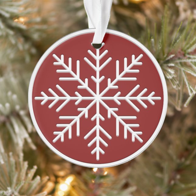 Red White Scandinavian Snowflake Ornament (Tree)