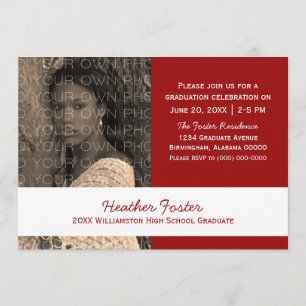 Red/White School Colour Blocks Grad Invite