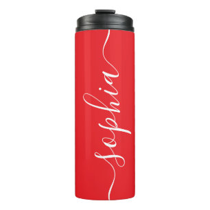 Red White Script Custom Name Thermal Tumbler