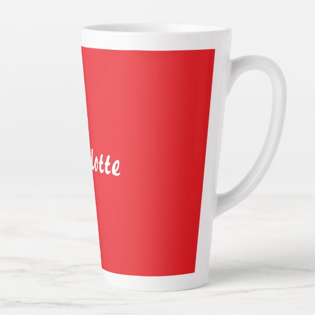 Red White Script Elegant Minimalist Modern Name Latte Mug (Right)