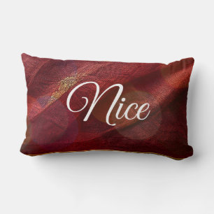 Red White Script Lettering Naughty or Nice Lumbar Cushion