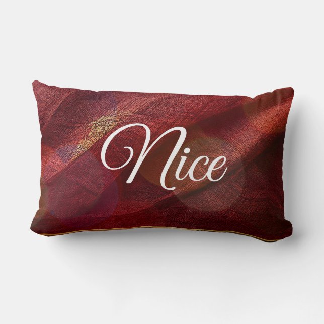 Red White Script Lettering Naughty or Nice Lumbar Cushion (Back)