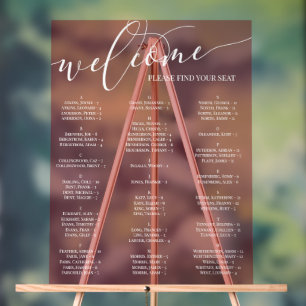 Red White Script Welcome Seating Chart Any Event