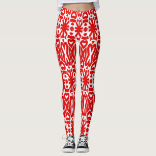 Red white seamless "Ratti_Creative_Arts" Leggings
